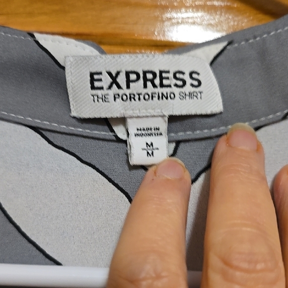 Express Gray Long Sleeve Button Down Shirt M - Picture 2 of 3